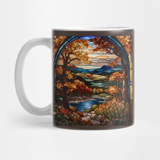 Stained Glass Window Of Autumn Scenery Mug